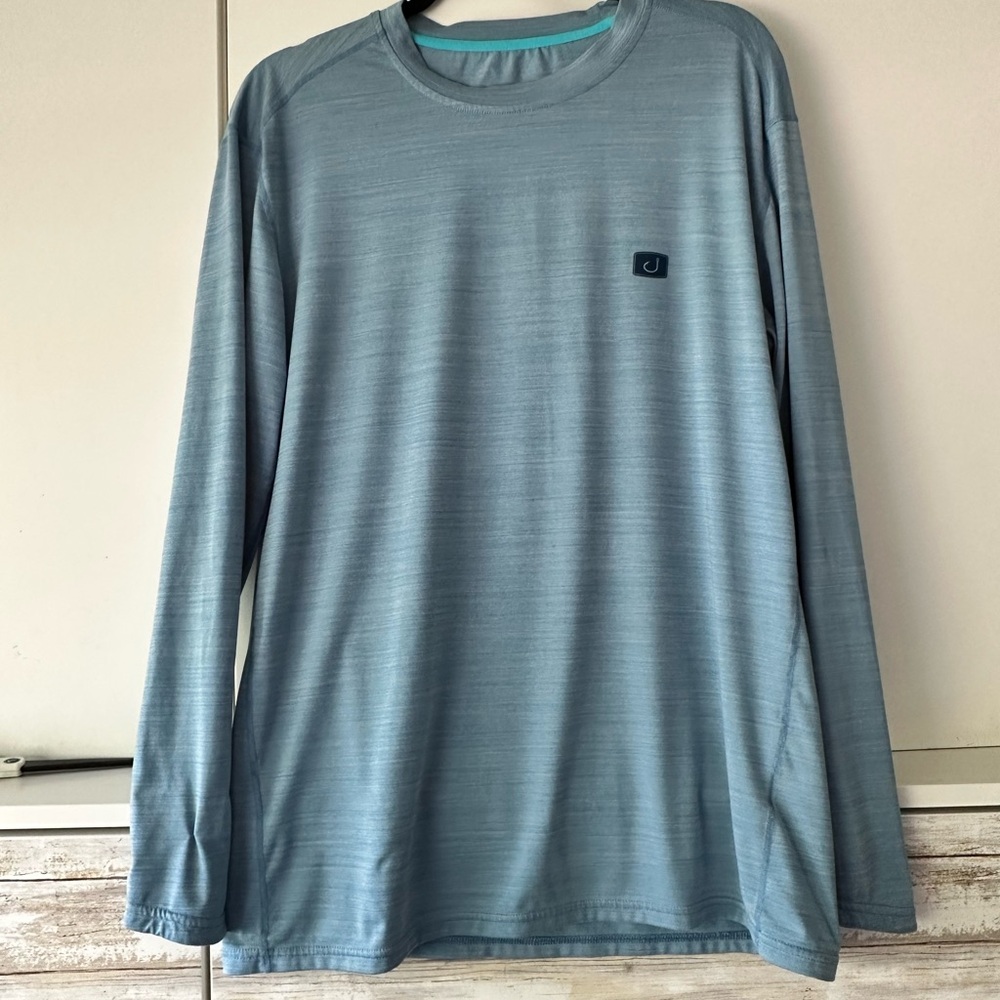 🩵 AVID Blue Performance Long Sleeve Shirt Large Fishing Athletic Tee
